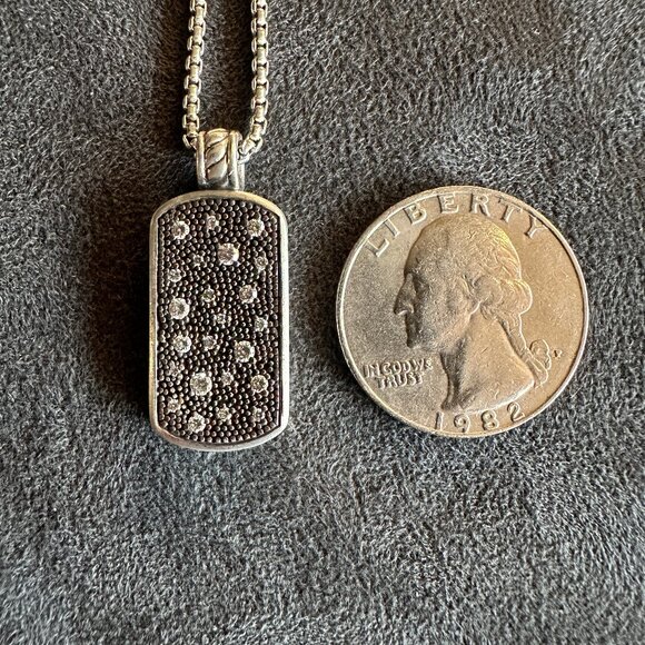 David Yurman Midnight Melange Dog Tag w/ Diamonds Necklace - 18" - RARE - Picture 12 of 16